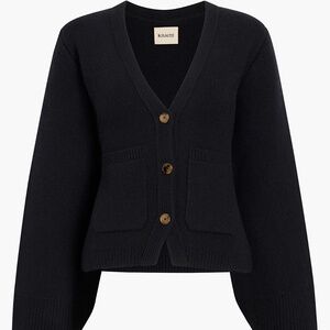 $2200 KHAITE Scarlet Cashmere Cardigan in Black - Size L